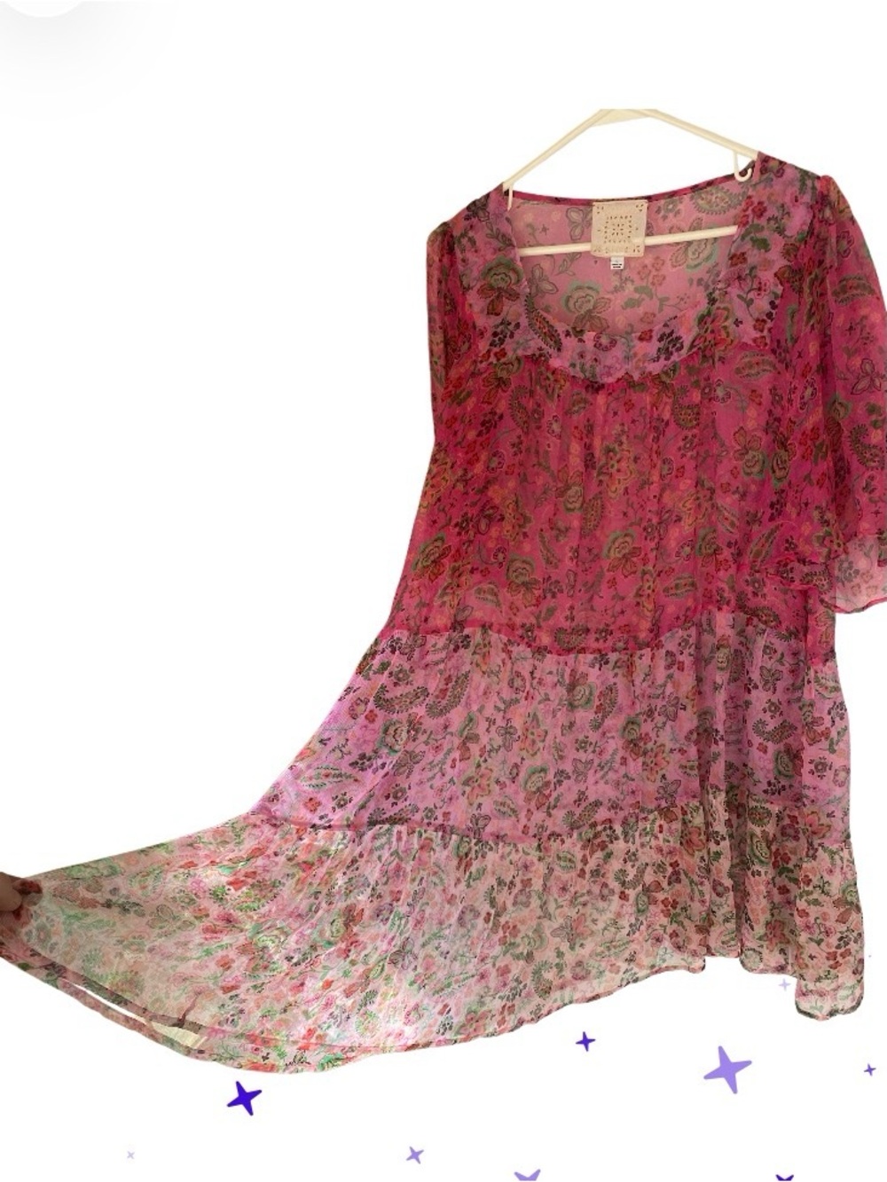 NWT Johnny Was FOXGLOVE SILK MINI DRESS size L - Picture 8 of 11